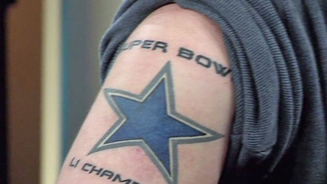 Palm Beach County Dallas Cowboys fan sports tattoo for his team