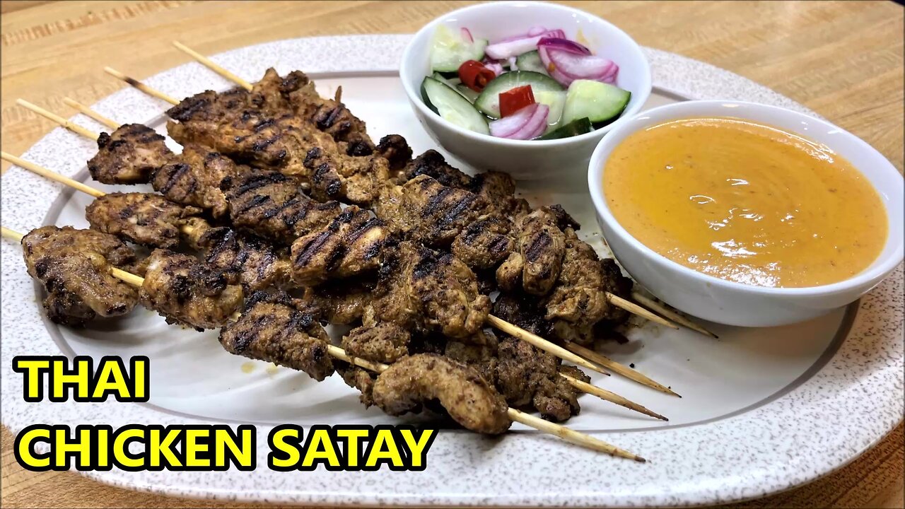 Grilled Chicken Satay I Thai Chicken Satay W/Cucumber Relish & Peanut Dipping Sauce I Gastro Guru