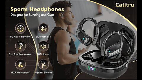Wireless Earbuds Bluetooth Headphones 80hrs Playback Ear Buds Power Display