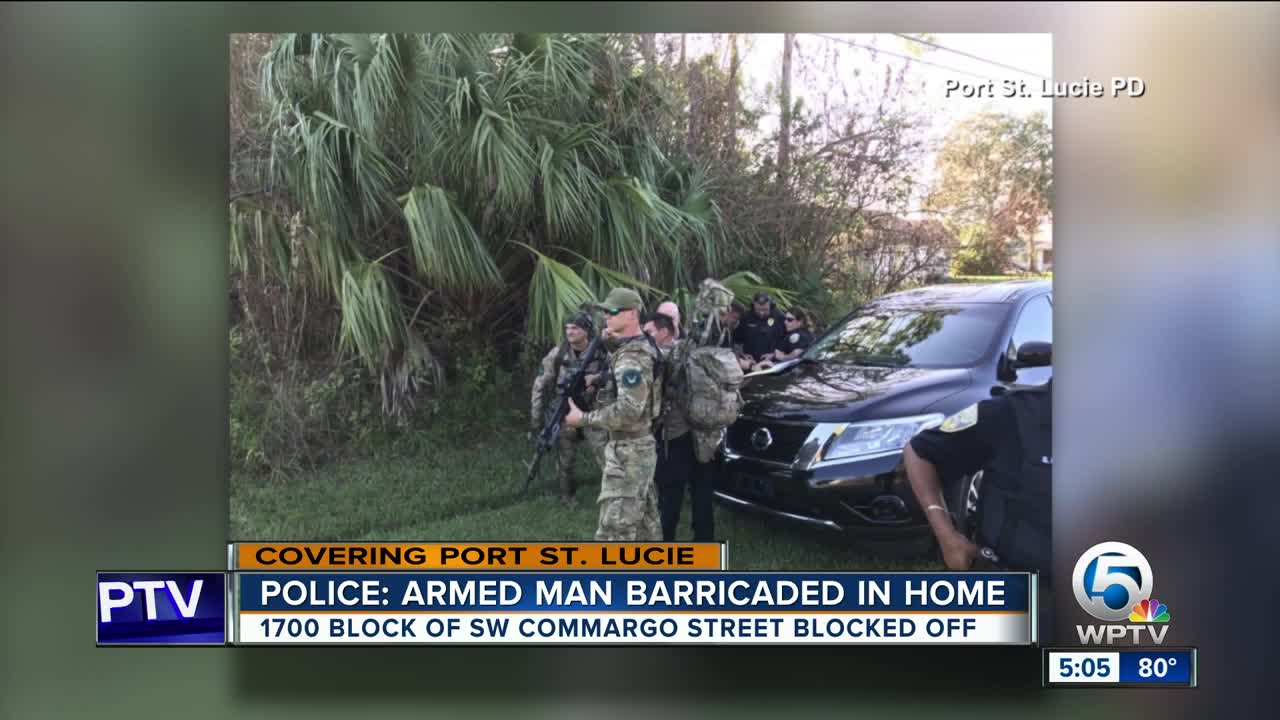 Port St. Lucie police on scene of man barricaded in a home