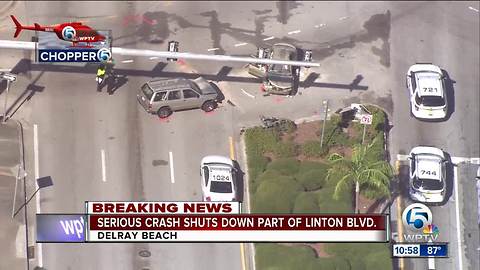 Serious crash closes portion of Linton Boulevard in Delray Beach