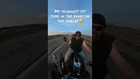 Her 1st time on the eway on the Harley. #shorts #harleydavidson #viral #cute