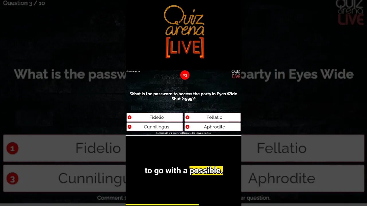 QaLiTe74 password in eyes wide shut #QUIZarenaLIVE #tournament #shorts