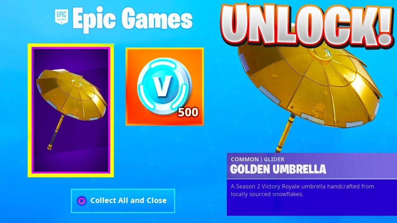 The *NEW* Season 8 "GOLDEN UMBRELLA" Reward In Fortnite! (New Golden Umbrella!)