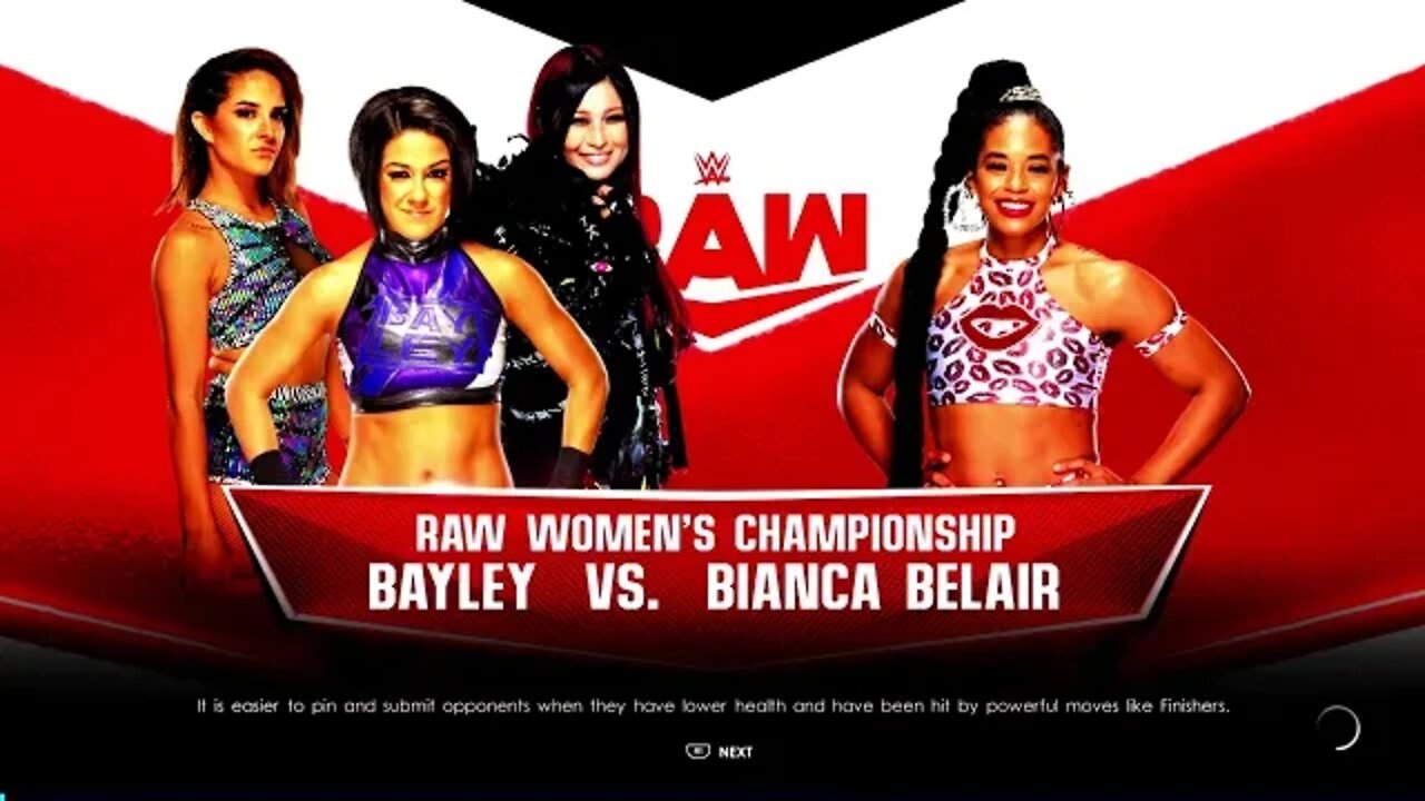 WWE Monday Night Raw Bianca Belair vs Bayley for the WWE Raw Women's Championship