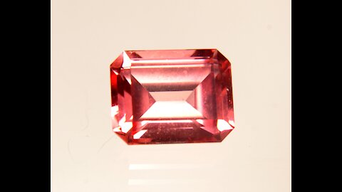 Czochralski Pulled Sapphire Pinkish Orange Padparadscha Emerald Cut