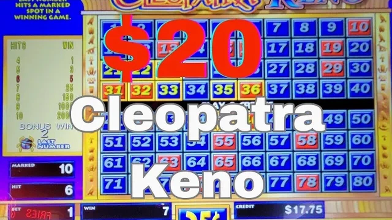 Playing $20 on Cleopatra Keno at Silverton Casino - Las Vegas