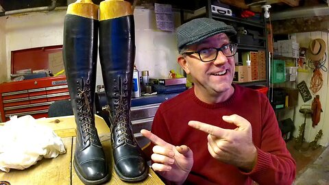Polishing WWI boots!
