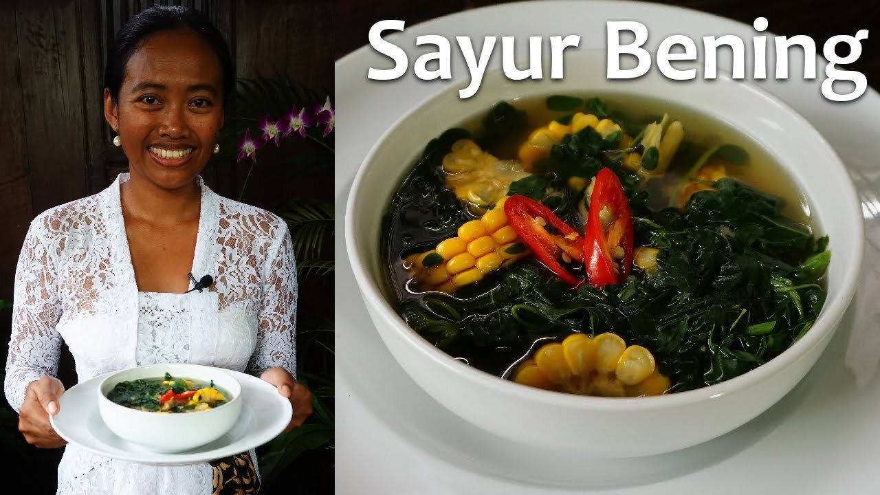 Indonesian Style Clear Soup with Moringa, Spinach and Corn (Sayur Bening)