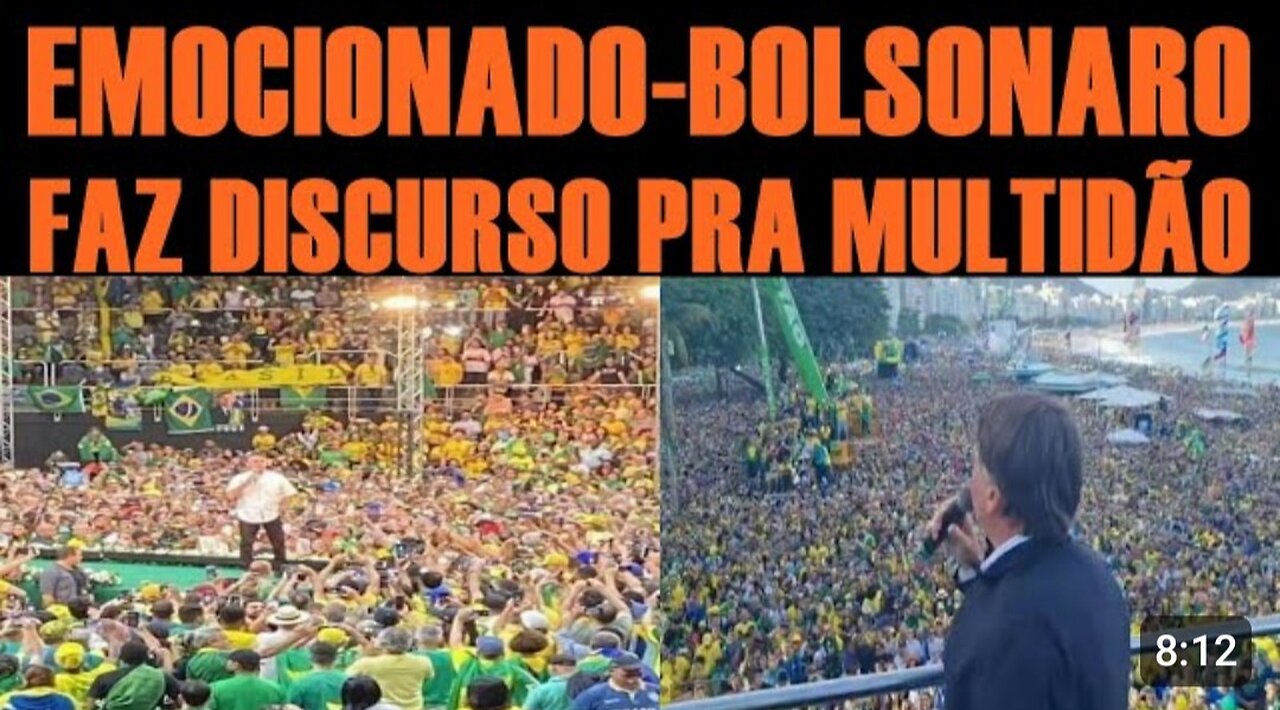 BOLSONARO FAZ DISCURSO EMOCIONADO PRA MULTIDÃO