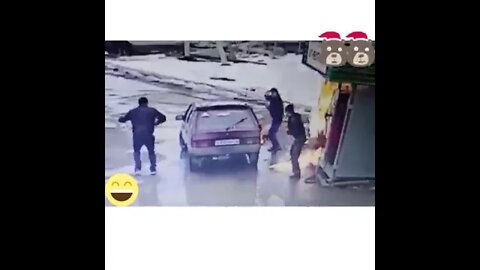 funny Russian boys are in petroleum
