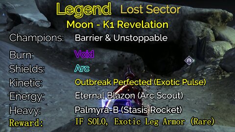 Destiny 2 Legend Lost Sector: Moon - K1 Revelation 5-26-22