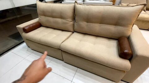 Sofá 4 Lugares Retrátil e Reclinável Home Tecido Linho Innove Estofados