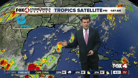 Forecast: A couple showers along the coast this morning with inland storms this afternoon