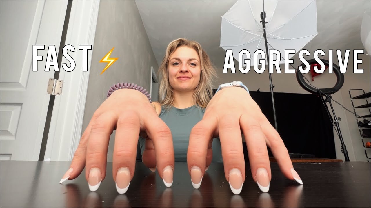 ASMR FAST & AGGRESSIVE TABLE TAPPING⁄SCRATCHING BEHIND THE CAMERA+