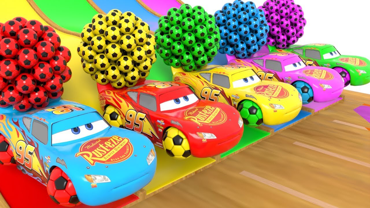 Wheels On the Bus Song - The Cars Colors & Soccer Ball Playing - Baby Nursery Rhymes & Kids Songs