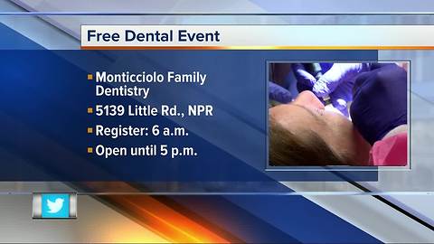 Bay area dentist offers free dental cleanings, fillings or extractions in New Port Richey on Friday