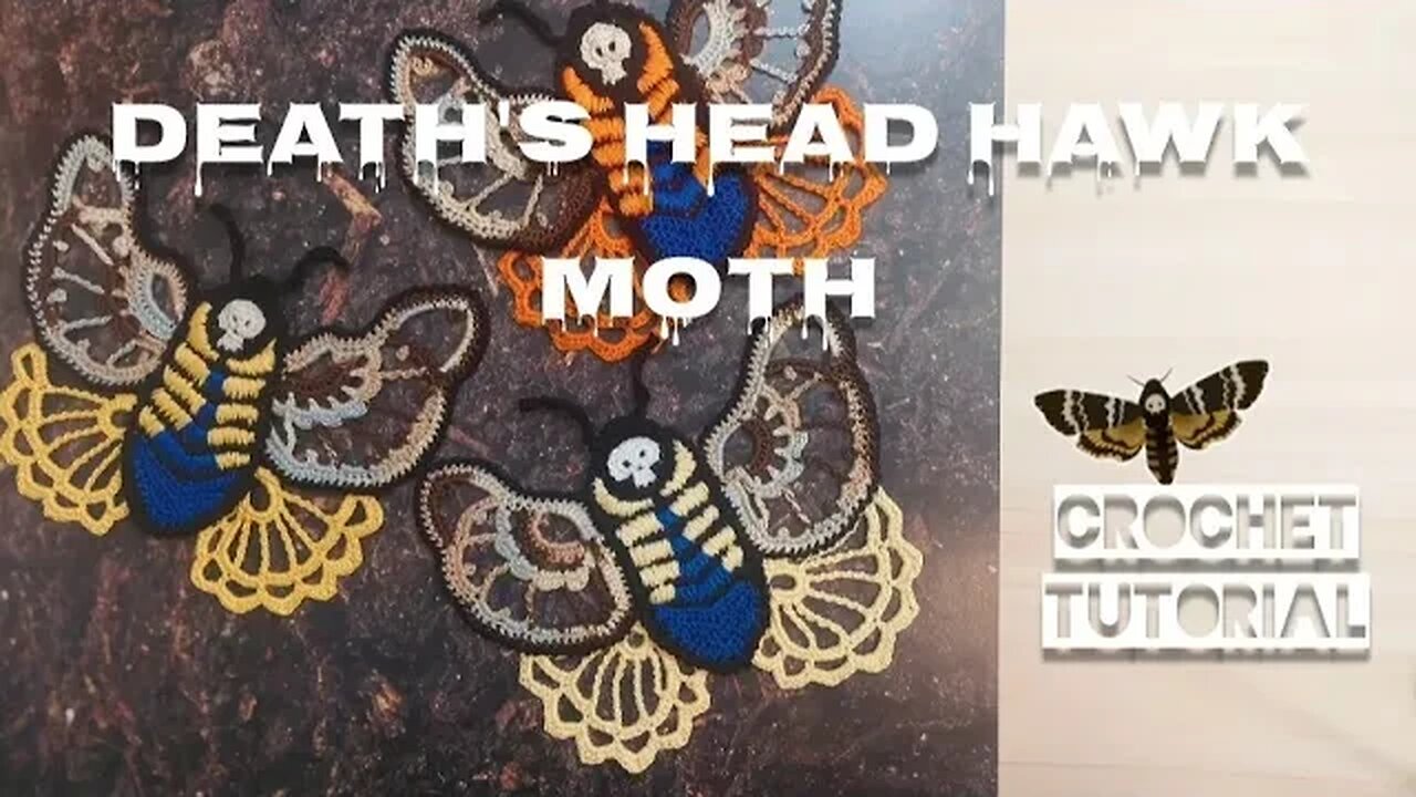 Crochet Death's Head Hawk Moth Tutorial (Skull, Lace, Butterfly, Applique) WOW!😍