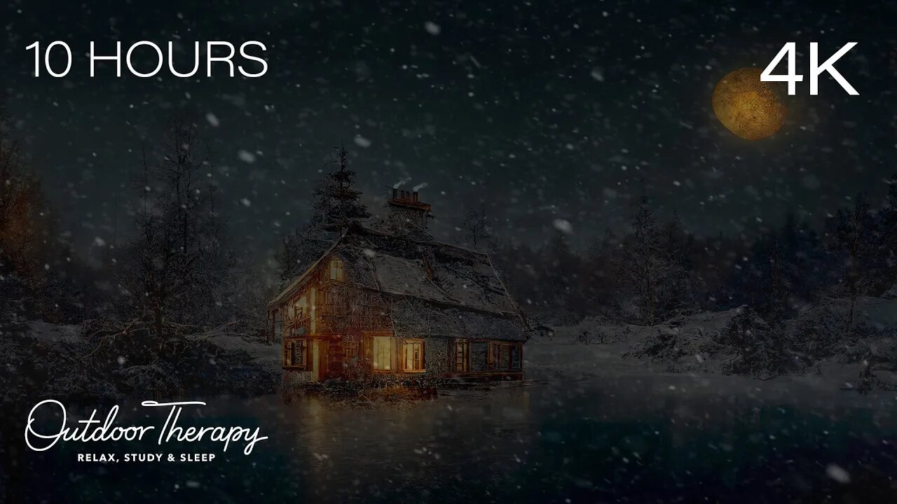 FANTASY BLIZZARD NIGHT AT THE CABIN | Howling Wind and Blowing Snow Ambience | Relax | Study | Sleep