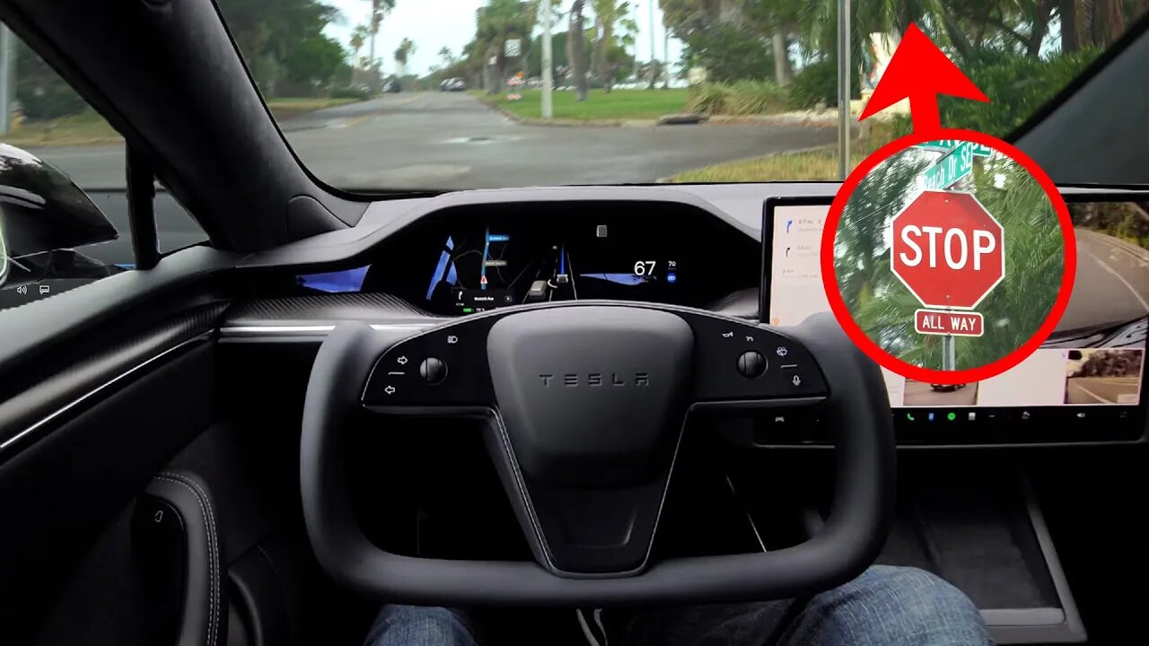 Tesla Full Self Driving Breaks 3 Traffic Laws in 10 Minutes