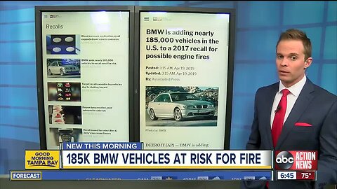 BMW is adding nearly 185,000 vehicles in the U.S. to a 2017 recall for possible engine fires