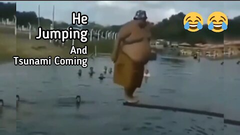 Tsunami Coming? He Jumping In Beach