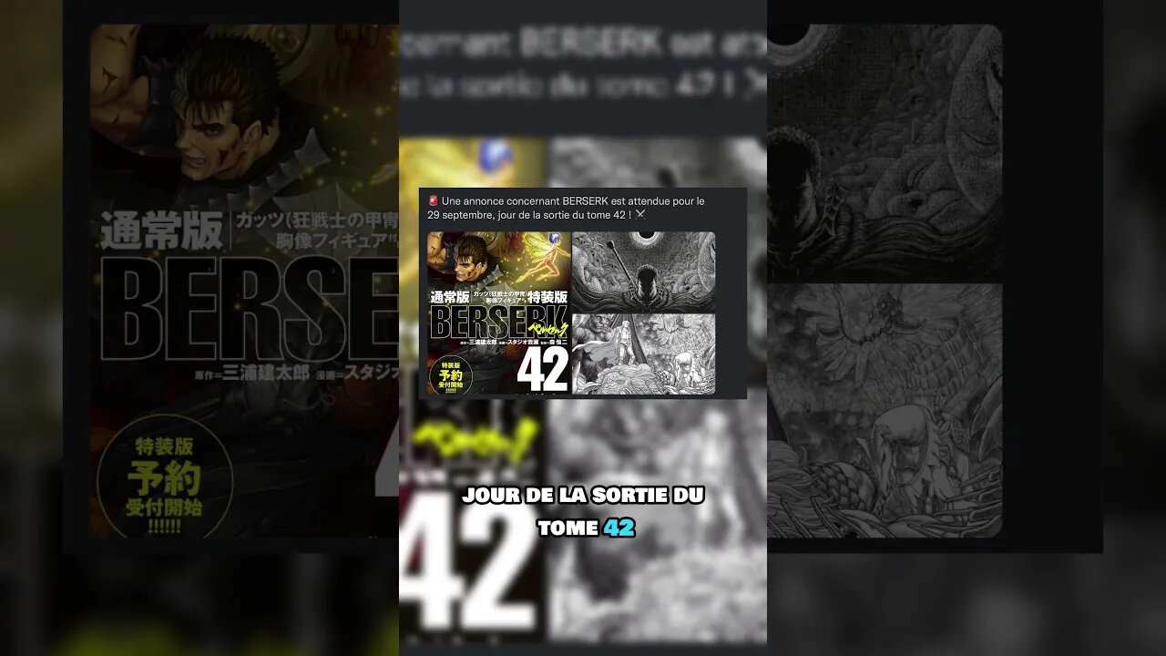 Une annonce concernant BERSERK, est attendue pour le 29/09, jour de la sortie du tome 42 !