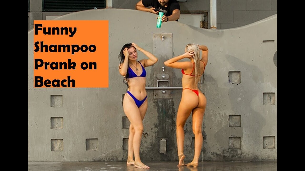 Funny Shampoo Prank on Beach with Pinky