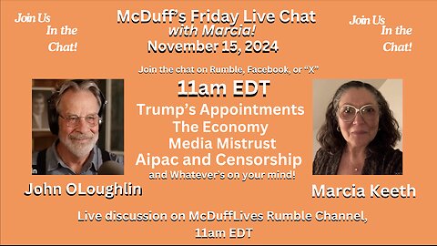 McDuff's Friday Live Chat with Marcia, November 15, 2024