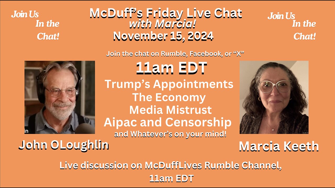 McDuff's Friday Live Chat with Marcia, November 15, 2024