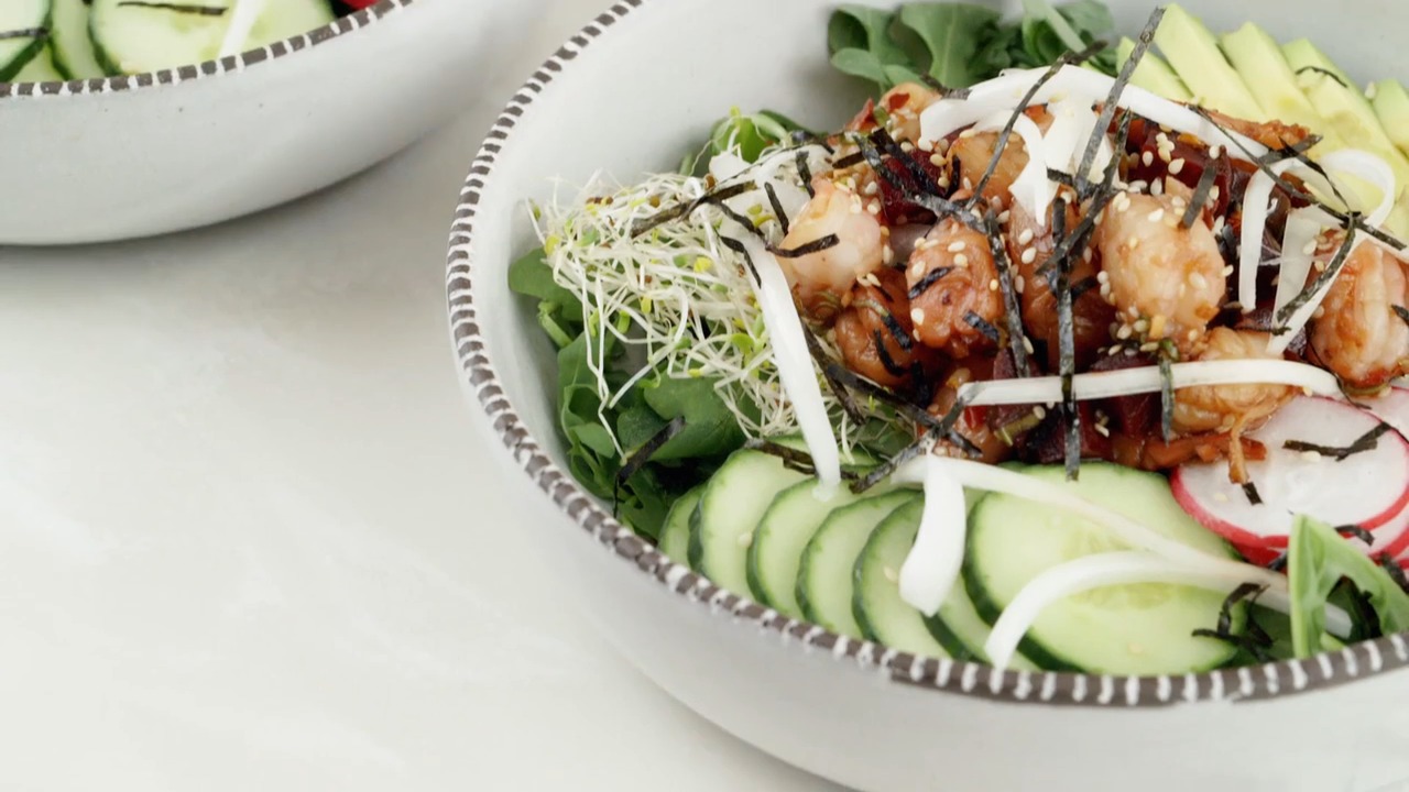 Shrimp and Beet Poke Bowl