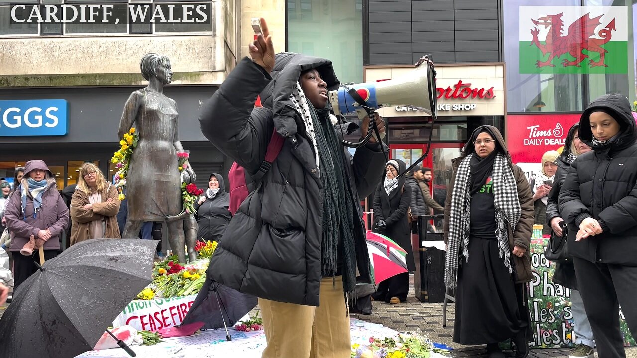 Cardiff standing in solidarity with women in Gaza, Queen Street - Speech 2