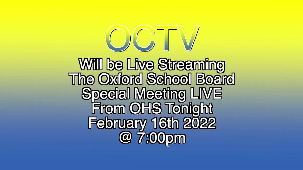 Oxford School Board Special Meeting Information