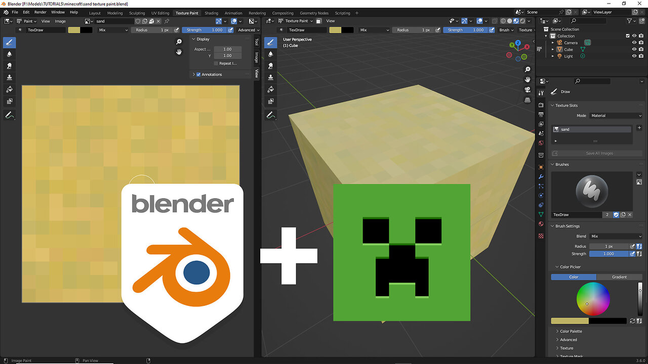 Paint a Minecraft Sand Texture in Blender 3D