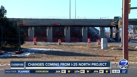 Part of frontage road being closed at I-25 & Highway 402