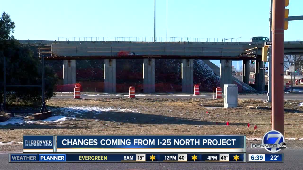 Part of frontage road being closed at I-25 & Highway 402