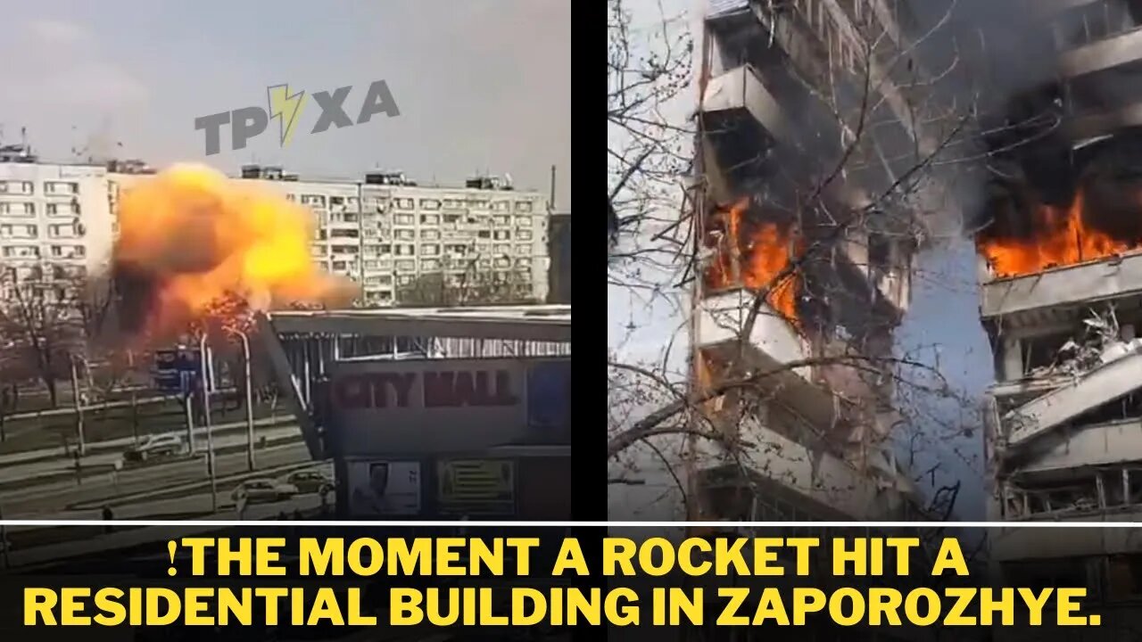 ❗️The moment a rocket hit a residential building in Zaporozhye.