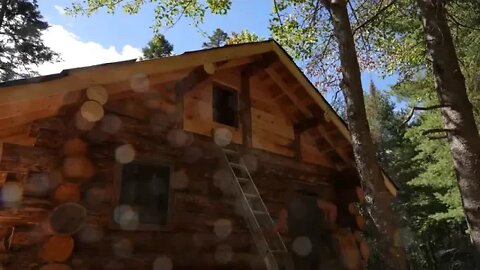 Porch Overhang, Install Windows, Stone Floor, Garden Harvest, Off Grid Log Cabin Build Alone, Ep 23