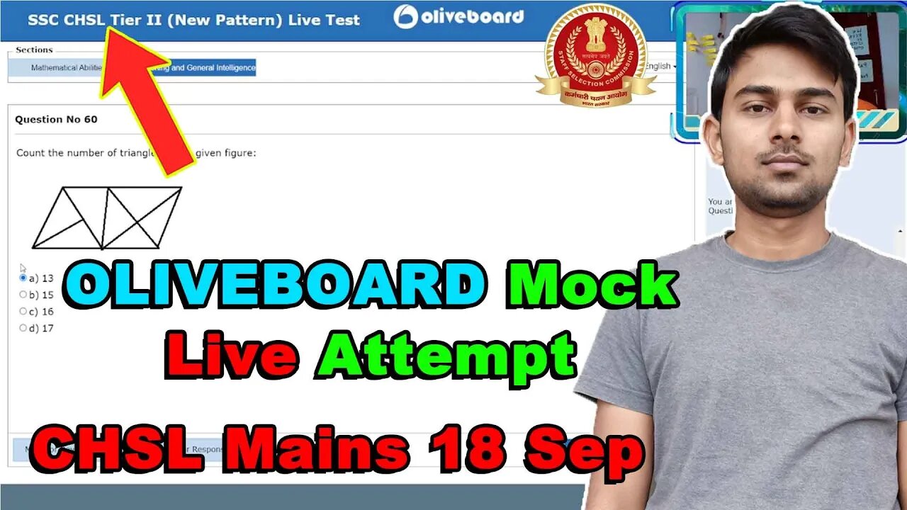 168/180 Section 1 Oliveboard SSC CHSL Tier 2 Mock Live Attempt 18 Sep | MEWS Maths #ssc #oliveboard