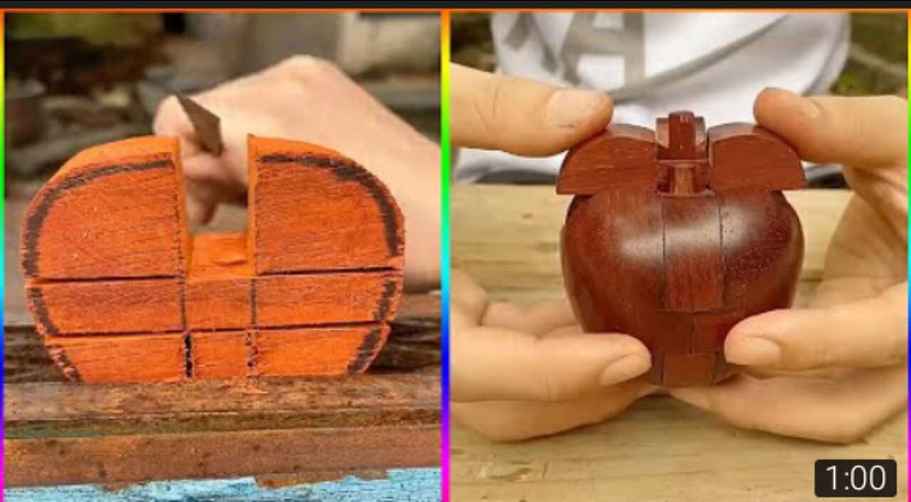 How To Make apple from pieces of wood - Woodworking DIY #shorts