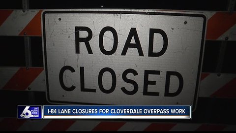 TRAFFIC ALERT: I-84 overnight lane closures for Cloverdale overpass construction