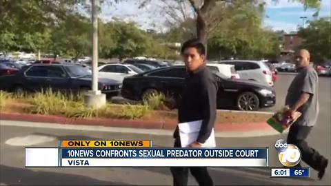 10News confronts sexual predator outside court