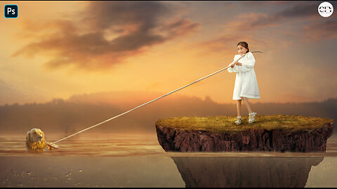 PHOTOSHOP -Floating Island - Under Water Dog Pulling