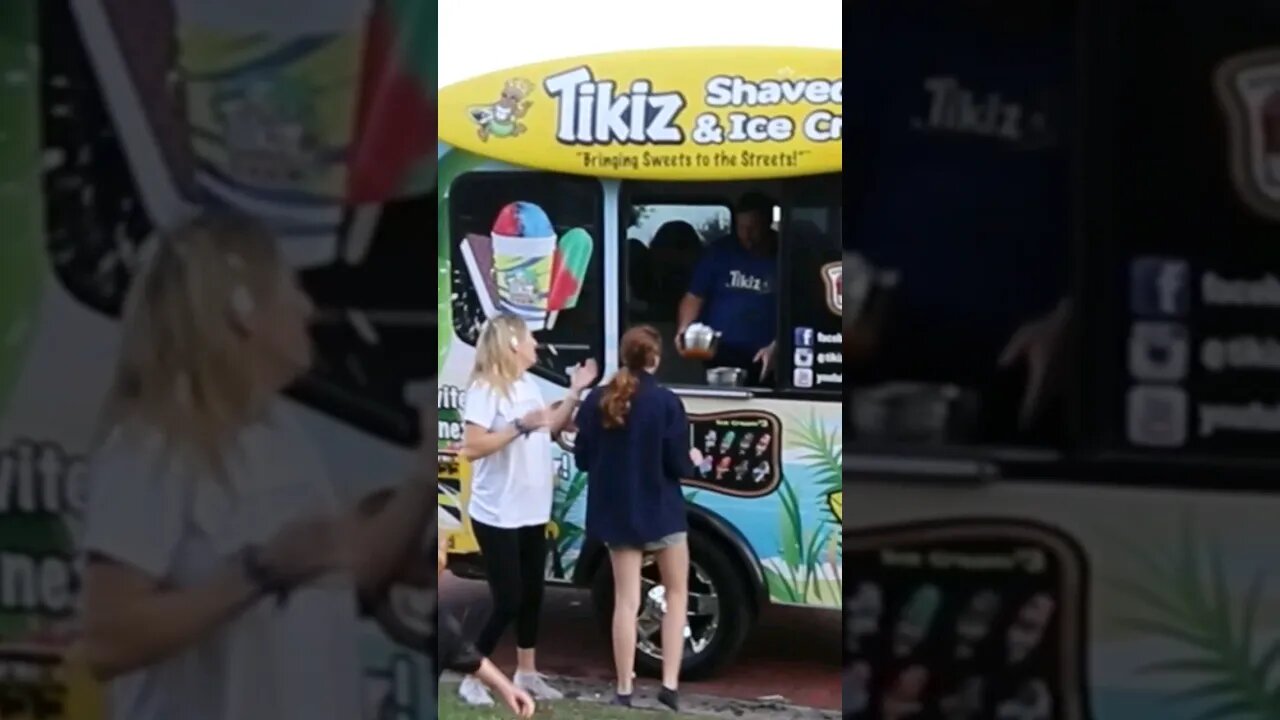 shaved ice truck snowball fight