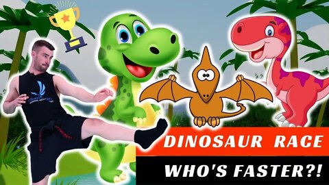 DINOSAUR RACE - Who's the Fastest?! - Learn Kids Karate and Burn Energy