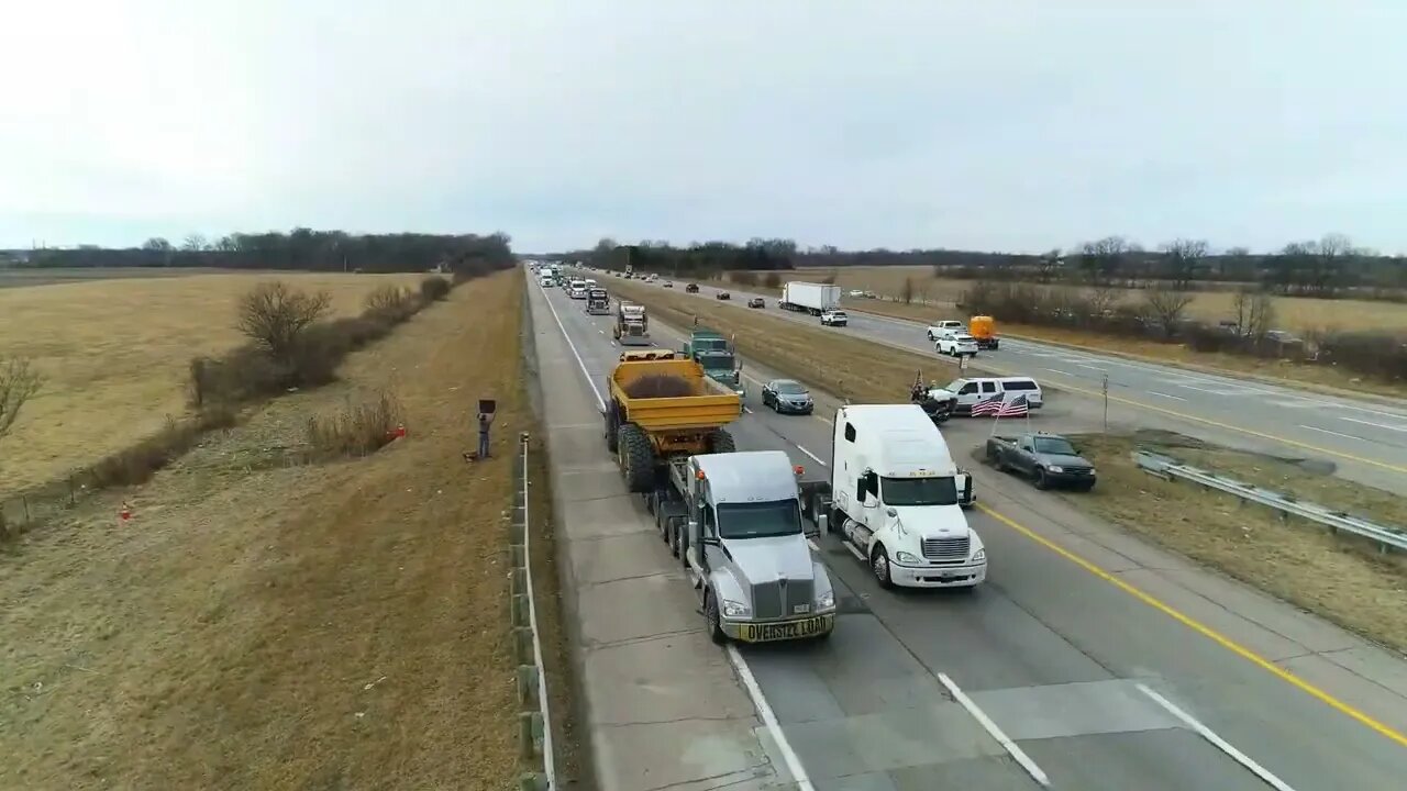 Drone Footage --- The People's Convoy Overpass Flag Wave Rally-- Columbus, Ohio