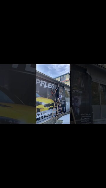 Werbung Plane montieren.2