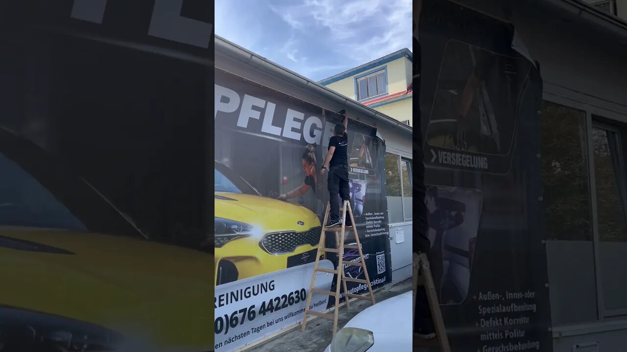 Werbung Plane montieren.2