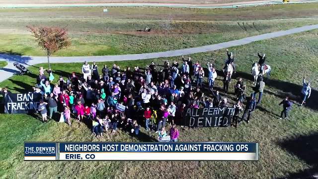 Erie neighbors host demonstration in front of nearby fracking site