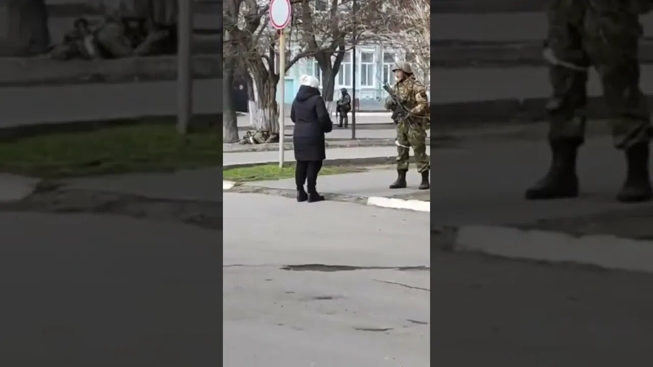 Lady confronts Russian occupier